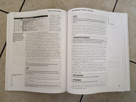 Various images of the casebound hardcover and softcover print-on-demand edition of 50 Years of Text Games.