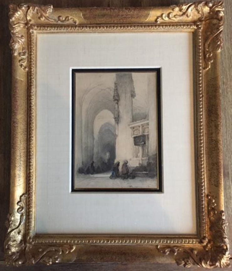 'Kerkinterieur met figuren' - Aquarel: Johannes Bosboom
