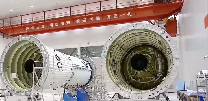 The Long March 6C's second-stage (left) and an unidentified Long March 6 series second-stage (right). The Long March 6C's second-stage (left) and an unidentified Long March 6 series second-stage (right).