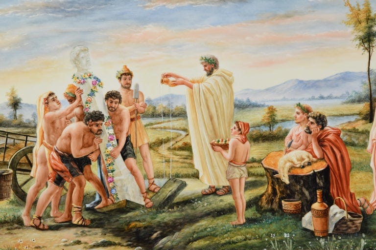 Consecration of Herma, Oil on Porcelain, After Feodor A. Bronnikov For Sale  at 1stDibs