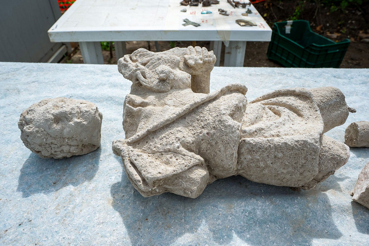 One of the sculptures found at the villa One of the sculptures found at the villa
