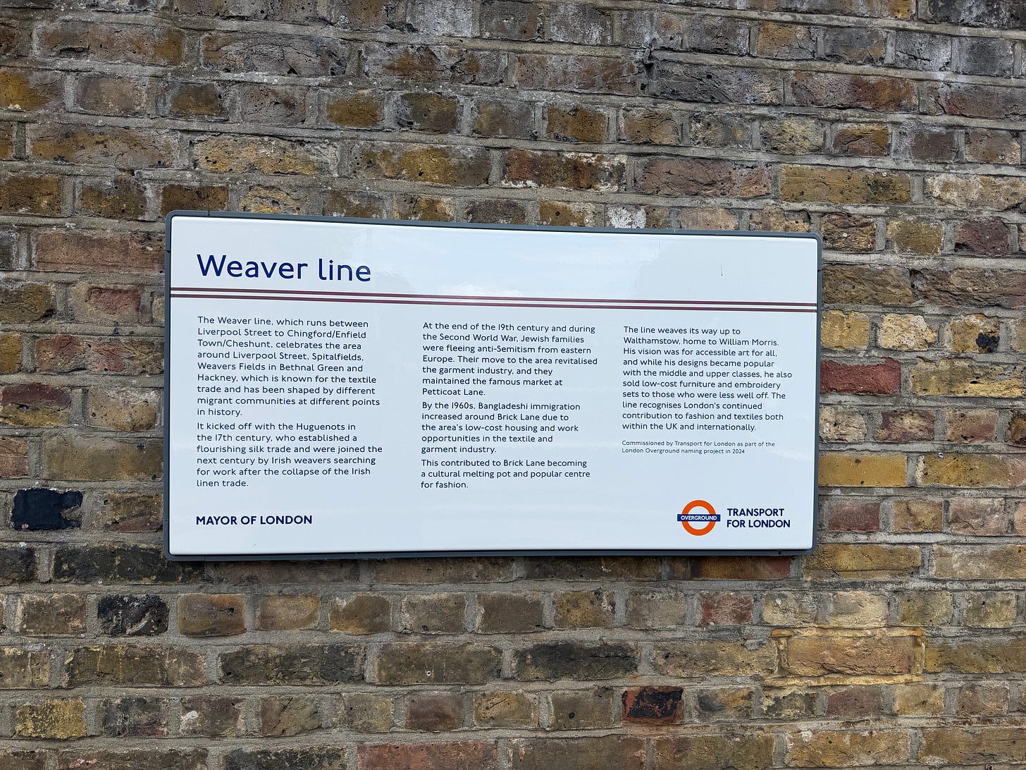 Photo of a Weaver line information sign at Walthamstow Central.