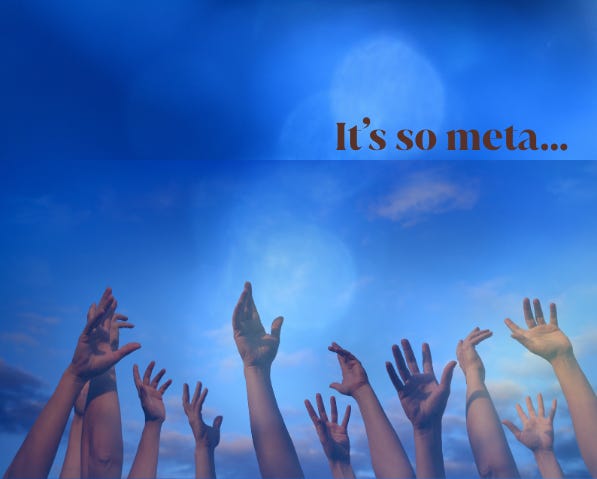 hands reaching into the blue sky