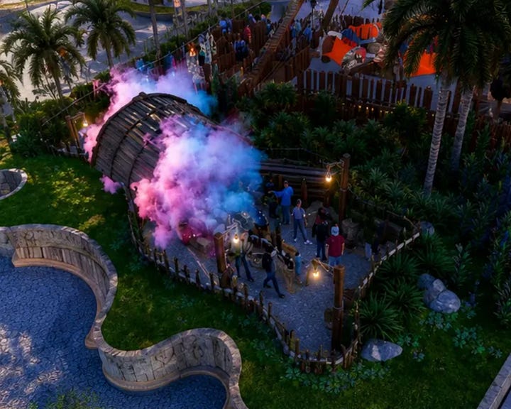 Pre-show elements in the Wheel of Spirits attraction at Kish Theme Park.