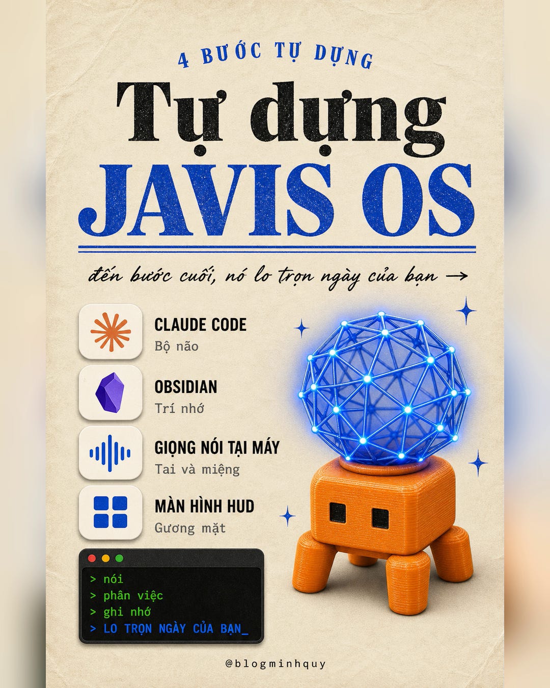 Cách Mình Tự Dựng Một Con AI OS Riêng Để Nó Lo Gần Hết Một Ngày Của Mình Như Thế Nào?