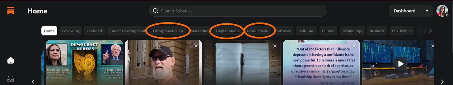 Substack Home Screen How to Use Tags on Substack - by Karen Cherry