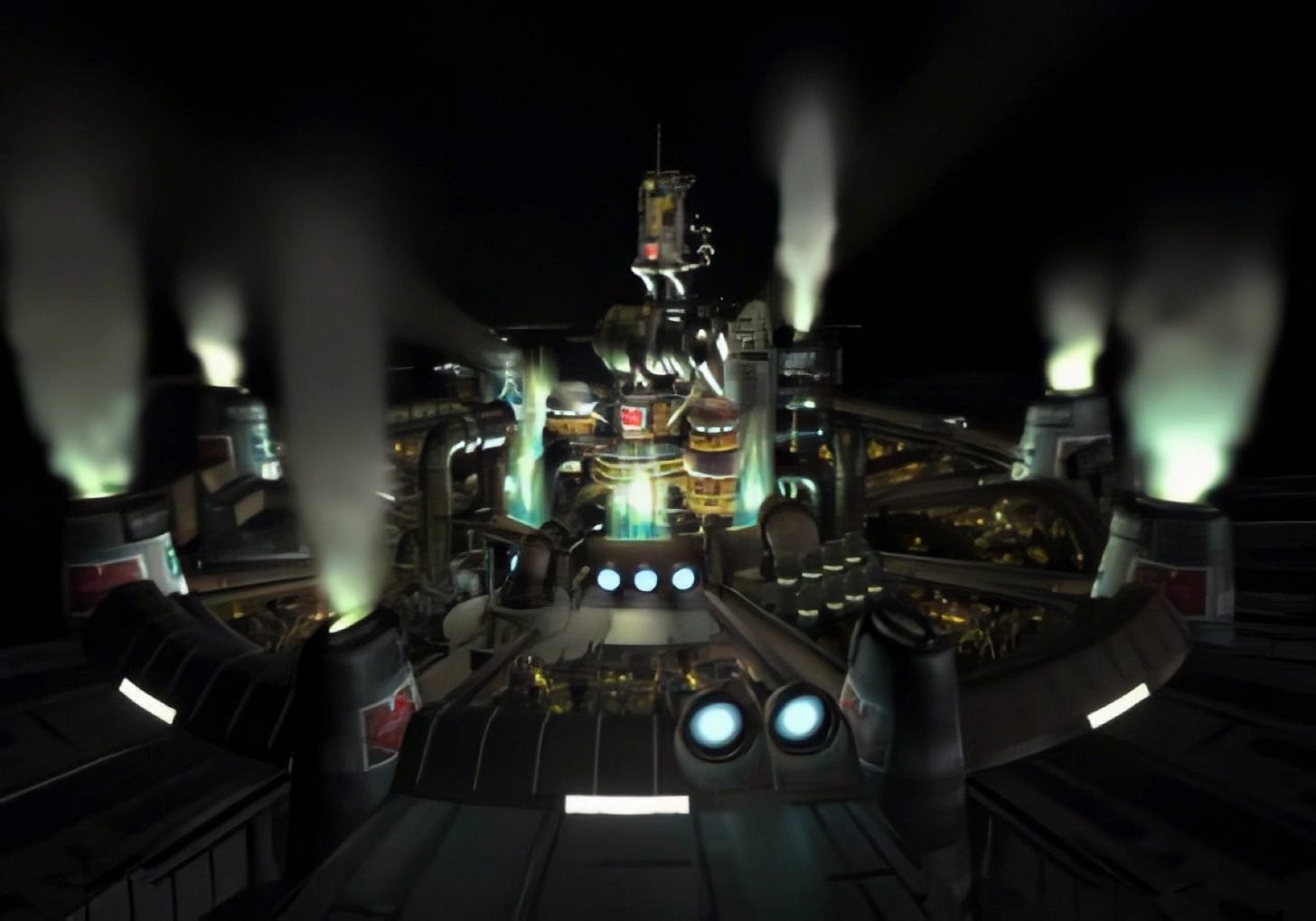 Wide bird's eye shot of Midgar, the city of Mako.