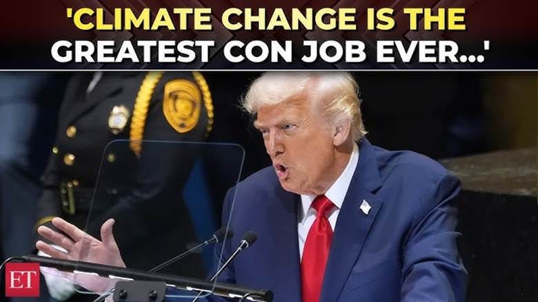 'Climate change a con job’: Trump 'exposes' green energy lies, calls carbon  footprint ‘hoax’ at UNGA