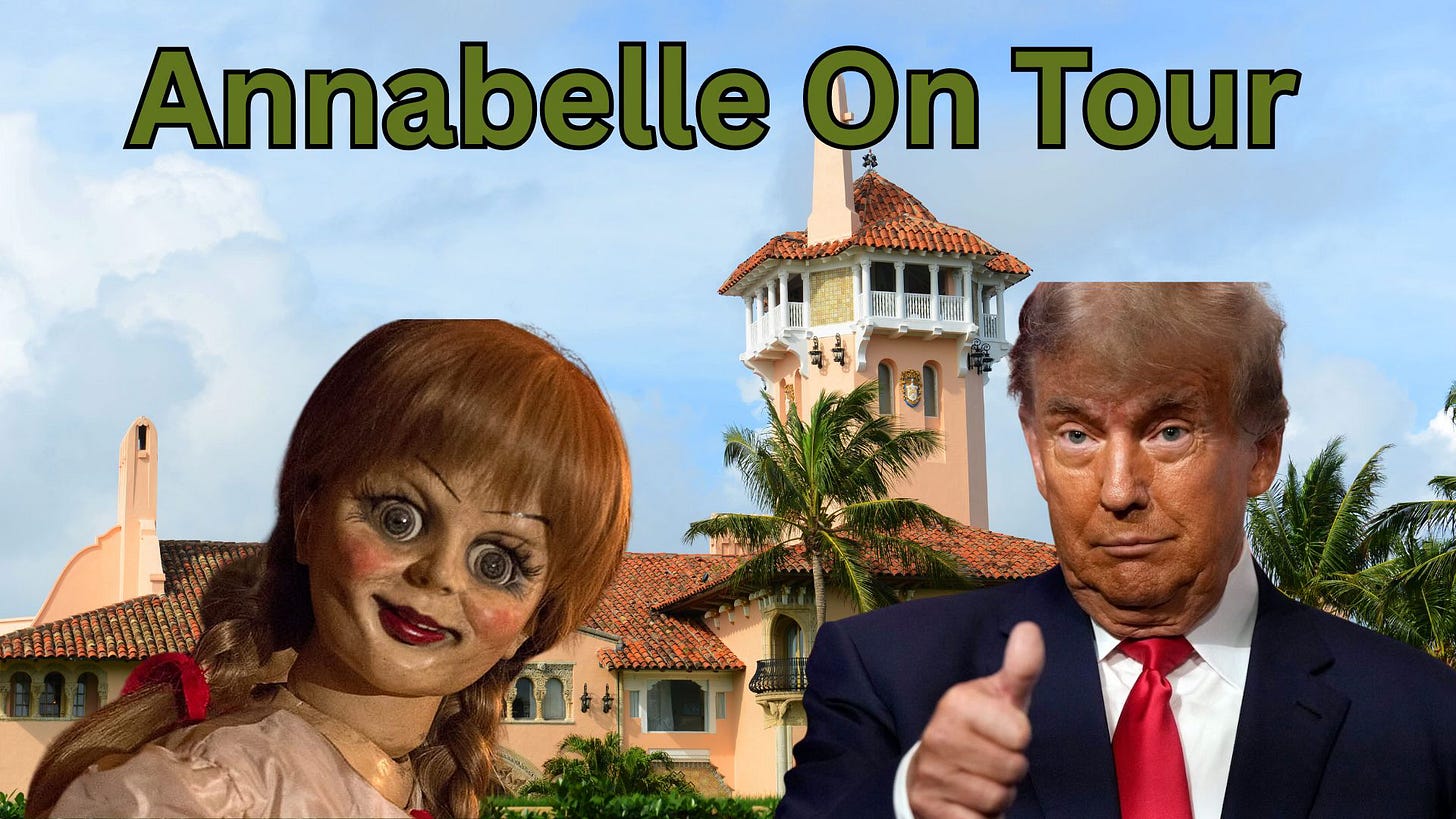 Annabelle and Trump in front of Mar-A-Lago