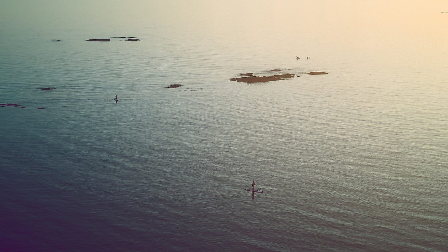 Late evening paddle boarding