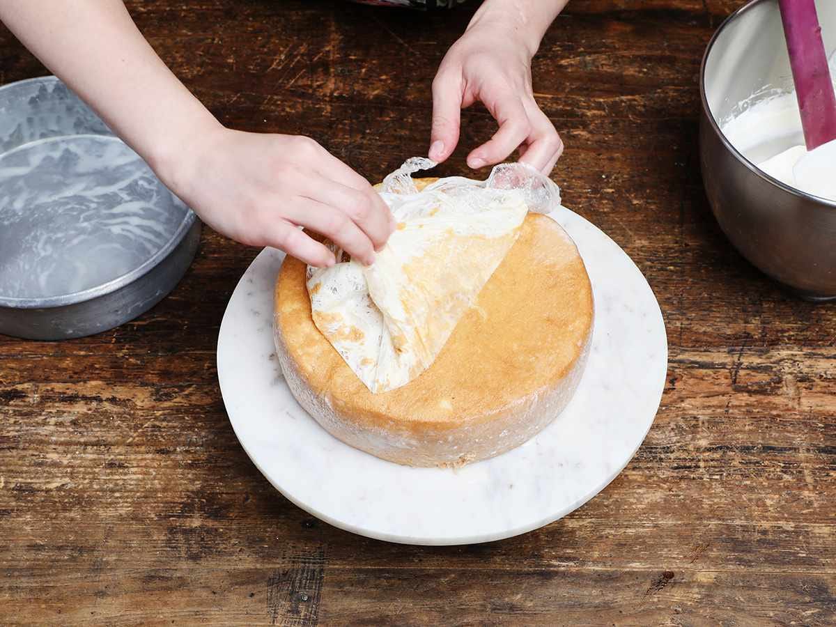 Removing Plastic Wrap from Cake