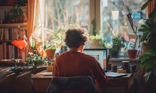 Medium shot man living as a digital nomad