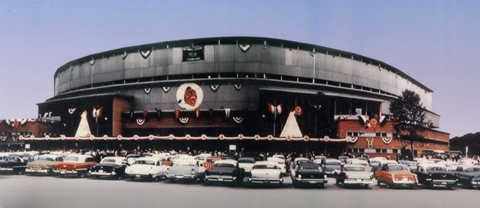 Exterior image of Milwaukee County Stadium.