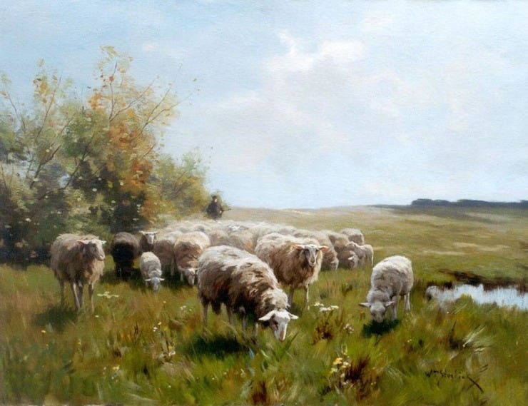 'Schaapskudde met herder' - olieverf op doek: Willem Steelink jr. (herkomst: voorm. coll. Simonis & Buunk Kunsthandel) 'Schaapskudde met herder' - olieverf op doek: Willem Steelink jr. (herkomst: voorm. coll. Simonis & Buunk Kunsthandel)