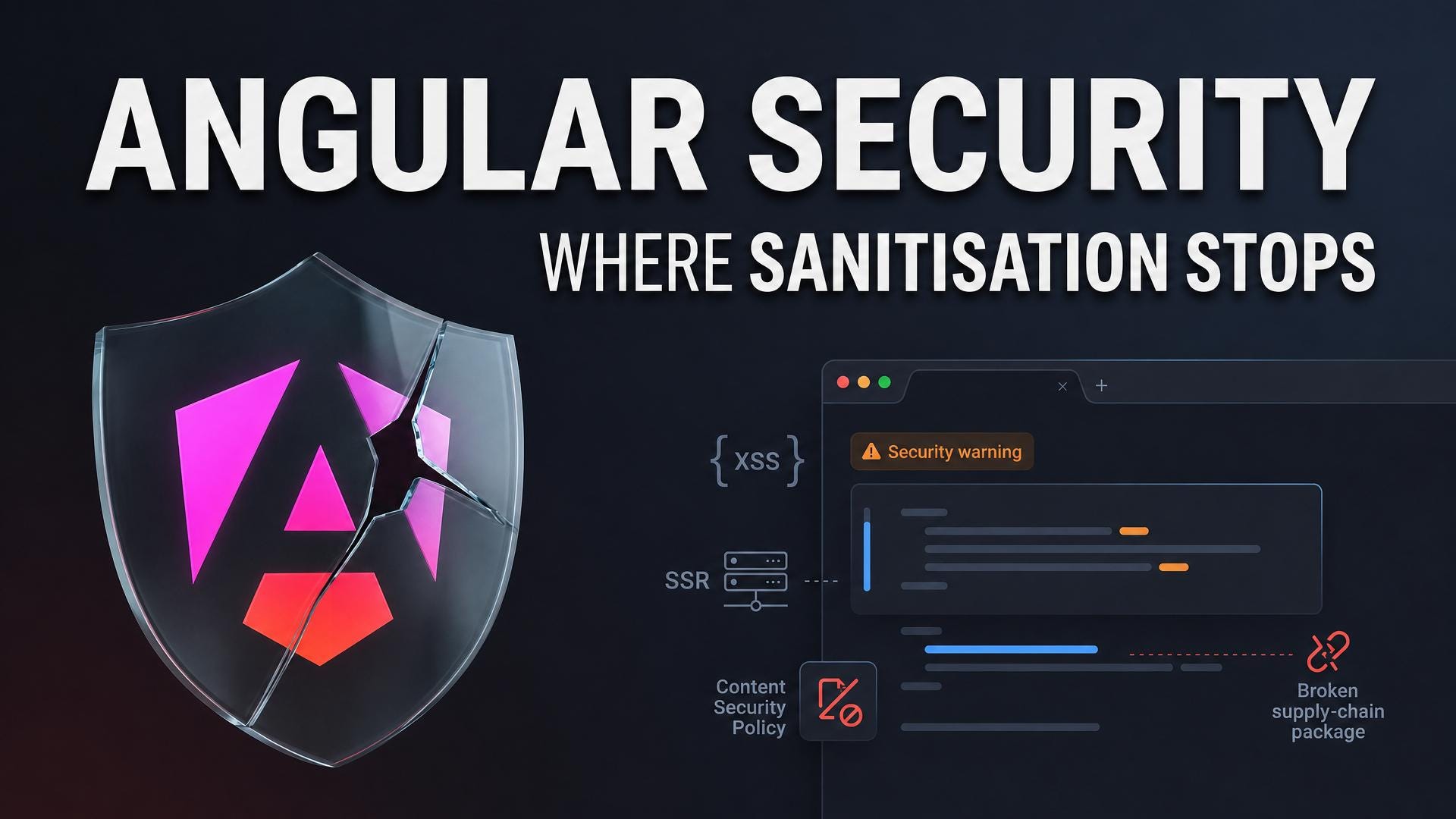 Angular sanitises by default. Here is where that sentence runs out. Angular sanitises by default. Here is where that sentence runs out.