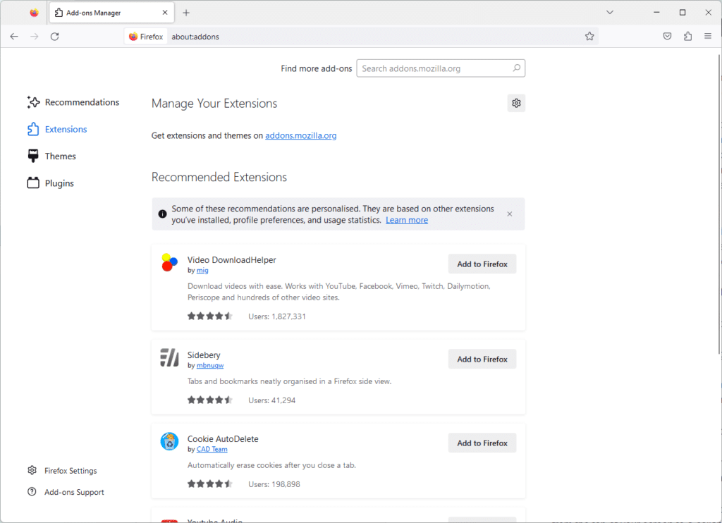 Screenshot of Firefox. Screenshot of Firefox.
