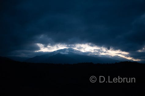 The gallery shows three photos of the Canigou mountain massif, 2015, Oriental Pyrenees (photo/Dorothée Lebrun).