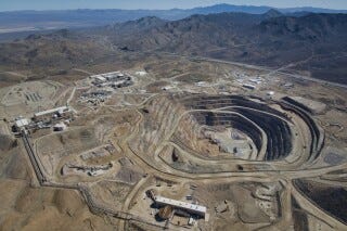This 2024 photo provided by MP Materials shows an aerial view of the company's mine in Mountain Pass, Calif. (MP Materials via AP, File)