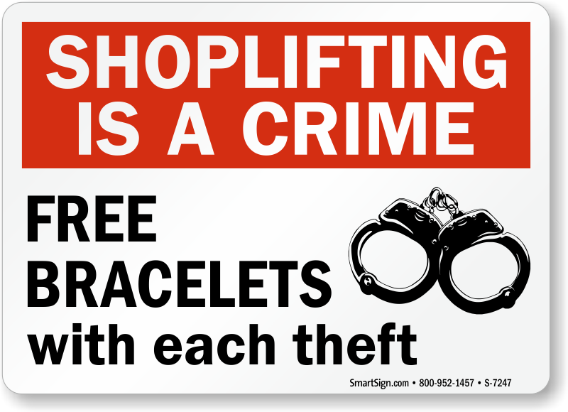 Funny Shoplifting Is a Crime Free Bracelets with Theft Sign, SKU: S-7247 Funny Shoplifting Is a Crime Free Bracelets with Theft Sign, SKU: S-7247