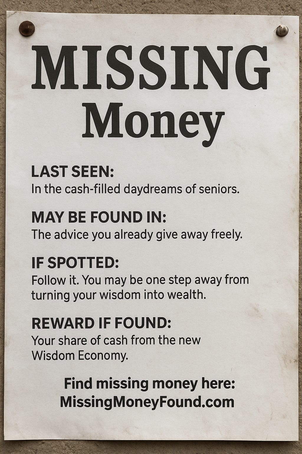 missing money found - digital flyer