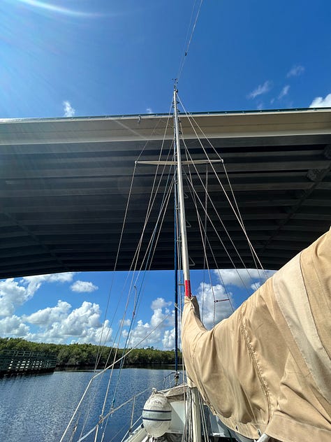 Motoring a sailboat from mooring to dock. Pacific Sea Craft motoring.