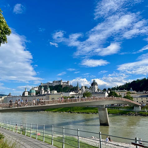 photos of Salzburg old town in the summer