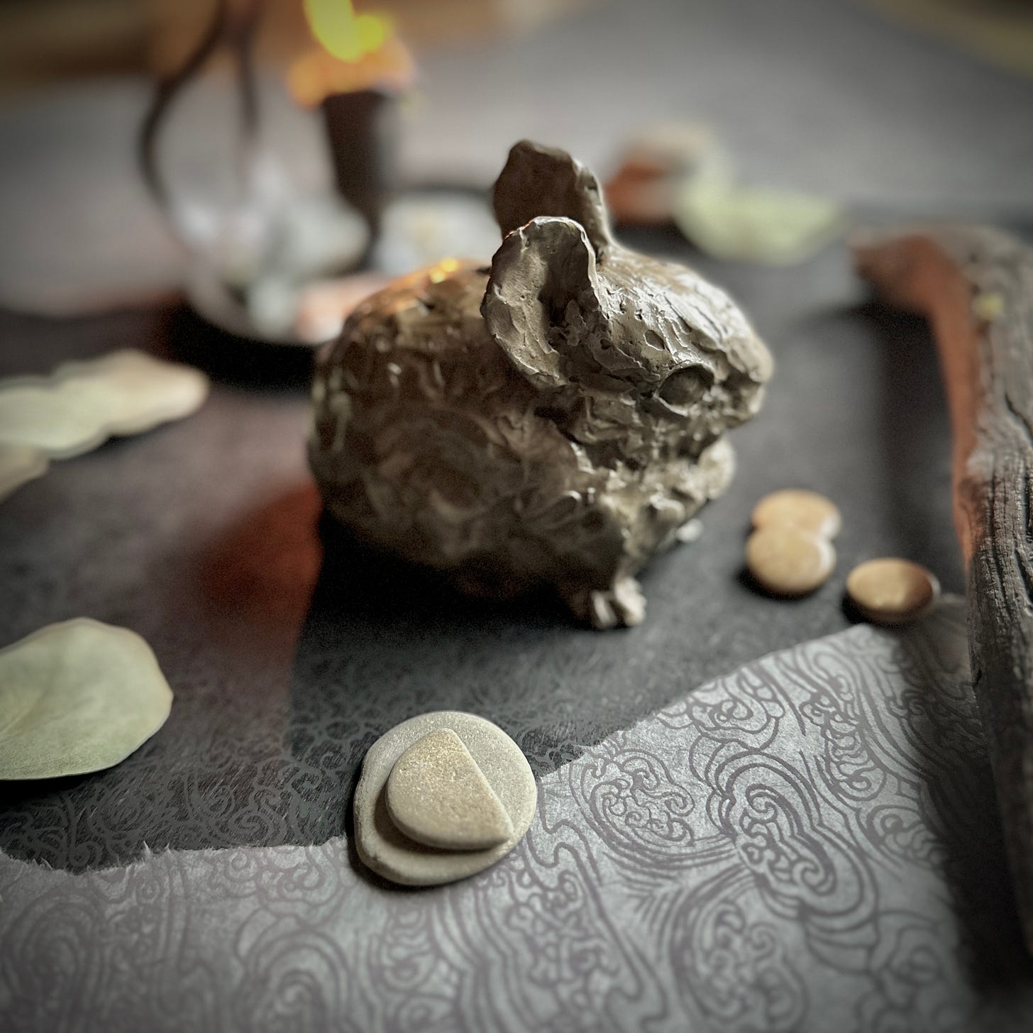 Baby bunny bronze sculpture by Kindrie Grove