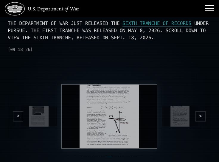 Screengrab of Pentagon's release of 6th tranche of previsouly classified UFO files Screengrab of Pentagon's release of 6th tranche of previsouly classified UFO files