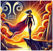 An image of a woman with a hero cape on representing the Brand Archetype of the Hero as an Aries according to Sashya Clark