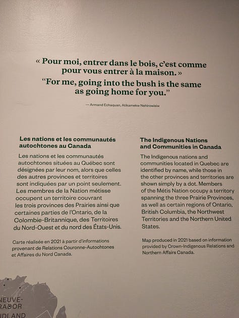 Vues de l'exposition "Voix autochtones d'aujourd'hui" au Musée McCord-Stewart, Montréal, 2023.