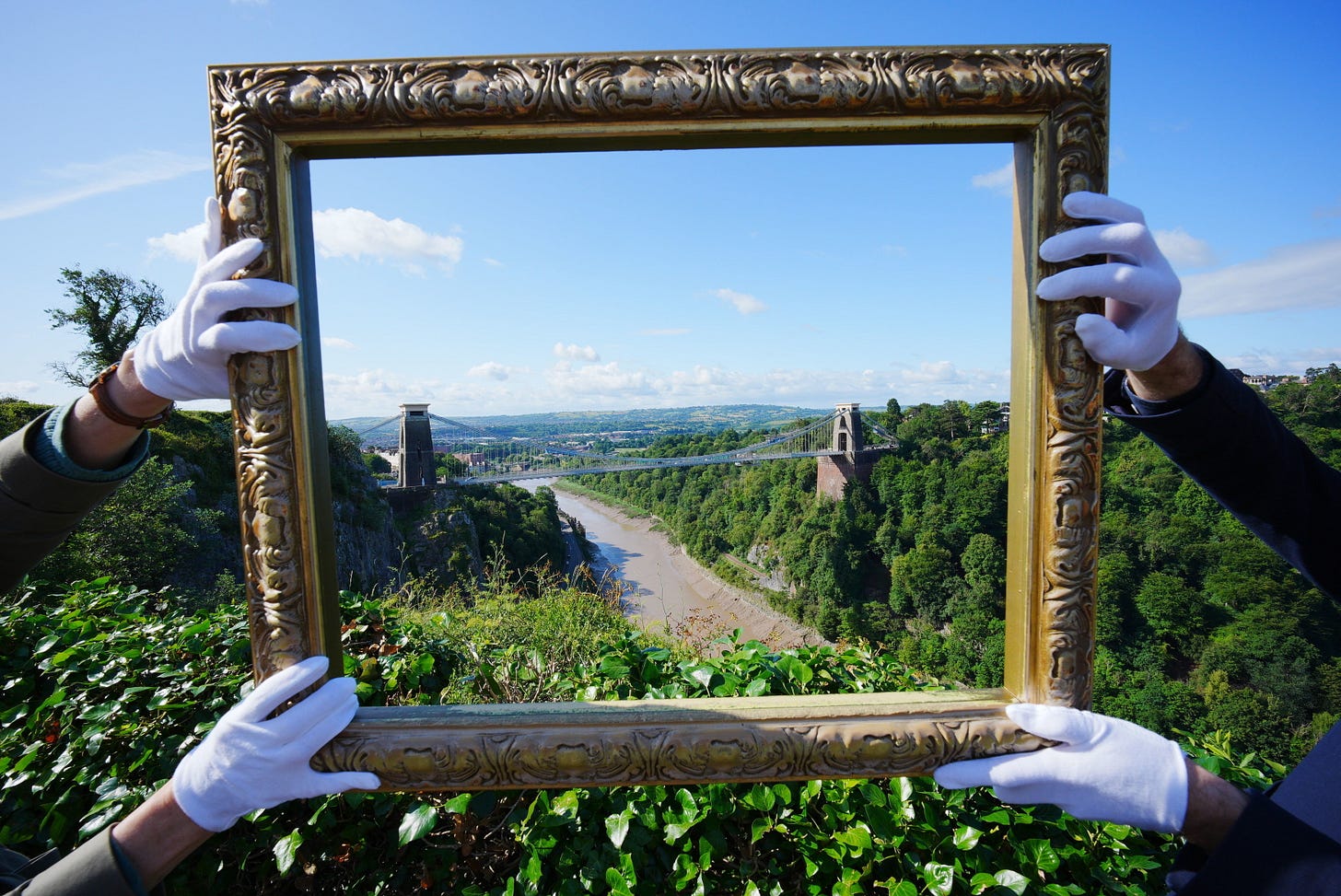 A frame with the Clifton Suspension Bridge in the background A frame with the Clifton Suspension Bridge in the background
