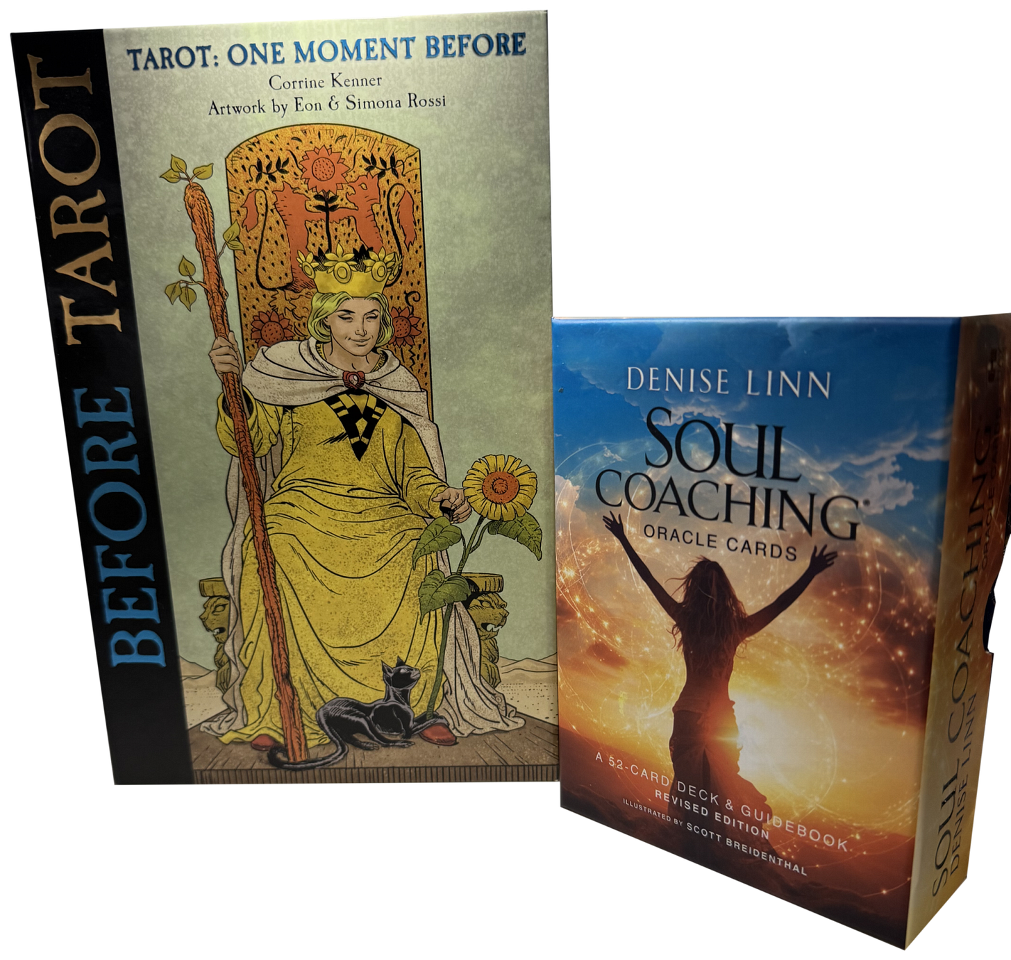 Before Tarot and Soul Coaching Oracle Cards deck boxes Before Tarot and Soul Coaching Oracle Cards deck boxes