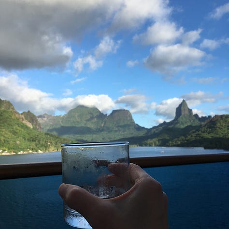 Highlights from our 28 day Transpacific Cruise sailing with highlights of the scenery, drinks, and cruise ship cuisine