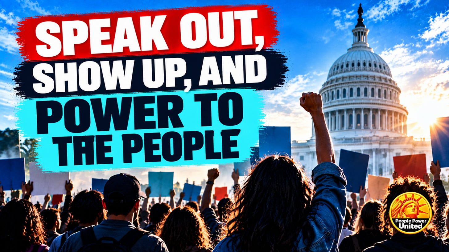 Speak Out, Show Up, and Power to the People.