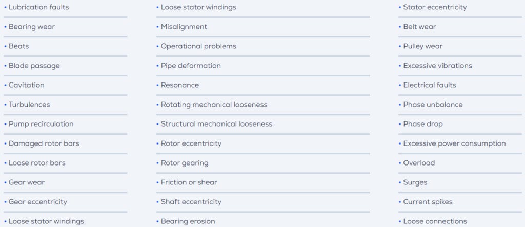 List of fault types Tractian claims to detect List of fault types Tractian claims to detect
