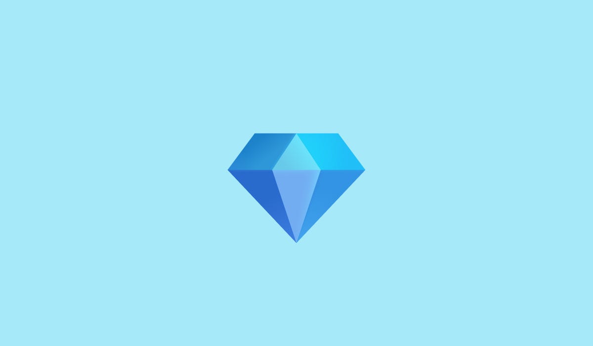 A blue diamond emoji on a light blue background