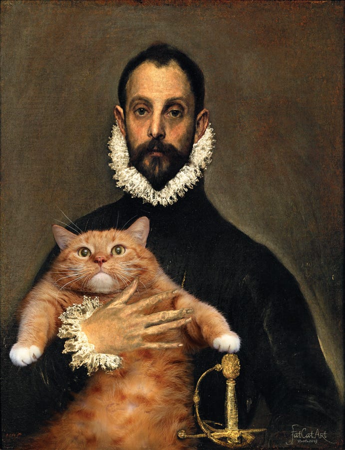 El Greco. The Nobleman with his Cat on his Chest - FatCatArt