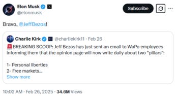 Elon Musk: Bravo, @JeffBezos! Elon Musk: Bravo, @JeffBezos!