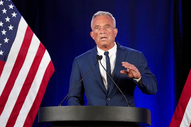 Robert F. Kennedy Jr. makes an announcement on the future of his campaign in Phoenix, Arizona, on Aug. 23, 2024. Robert F. Kennedy Jr. makes an announcement on the future of his campaign in Phoenix, Arizona, on Aug. 23, 2024.