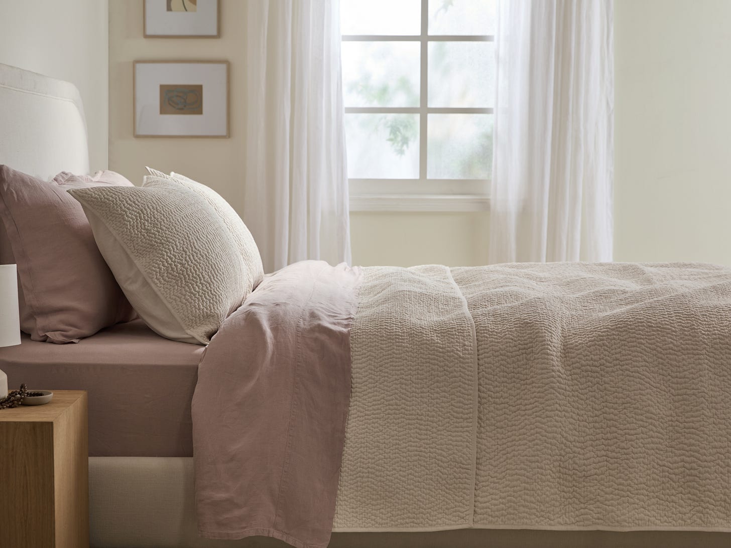 Cream Hand Stitched Cotton Quilt