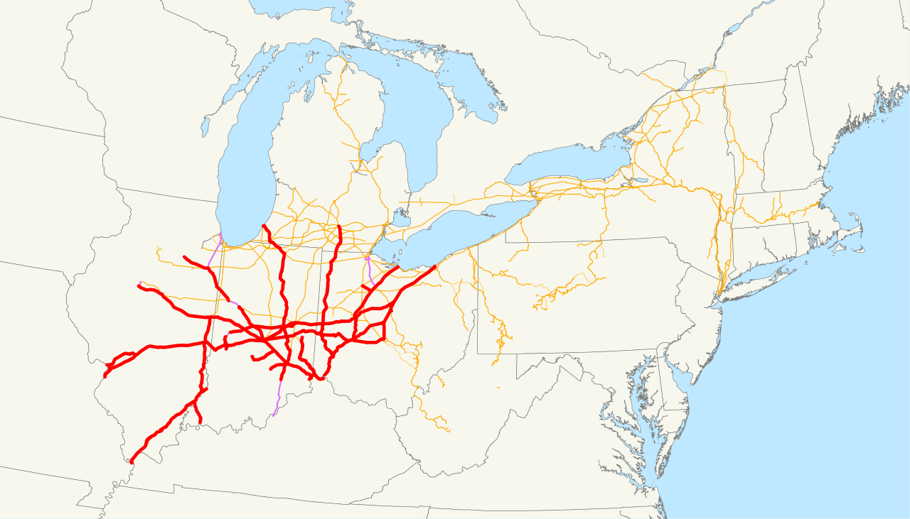 Cleveland, Cincinnati, Chicago and St. Louis Railway system map (1918).svg