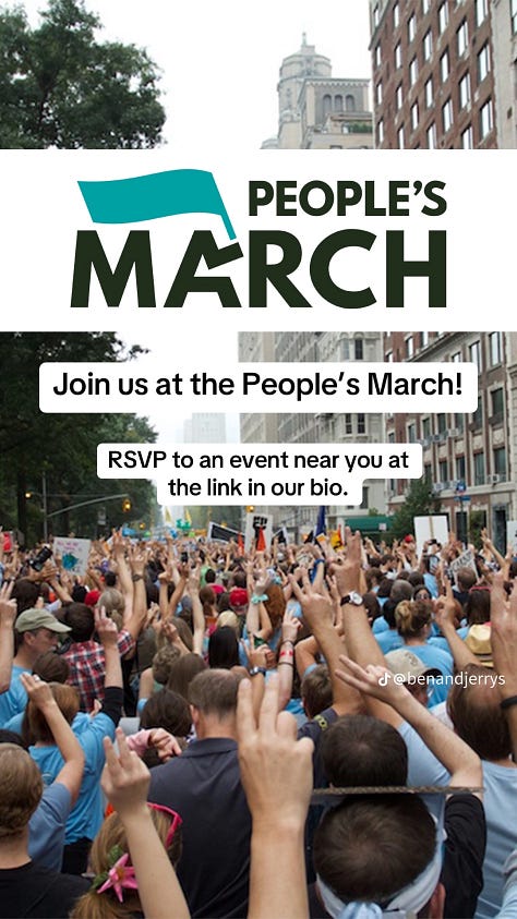 image of people protesting with overlaid text expressing power to the people and organizational info to attend the recently rebranded Women's March as the People's March