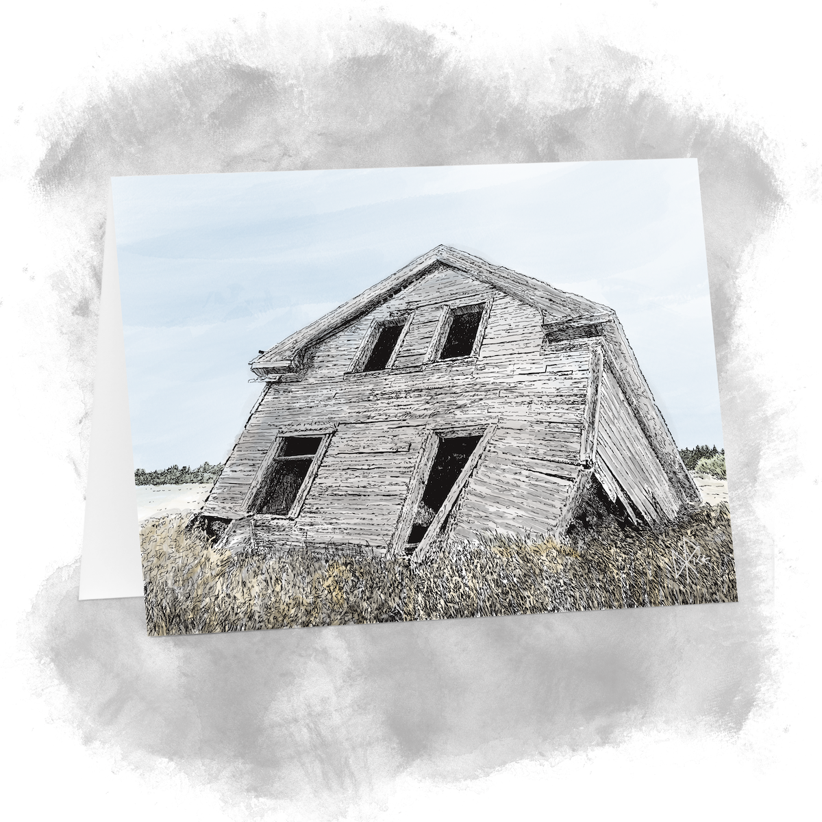 Abandoned prairie homestead house. Entropy takes its toll. Sketch art by Don Rice. Abandoned prairie homestead house. Entropy takes its toll. Sketch art by Don Rice.