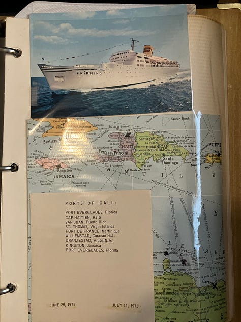 Caribbean cruise in 1975 swimming, snorkling, and spending time with familh