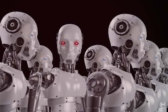 White, human-like robots.