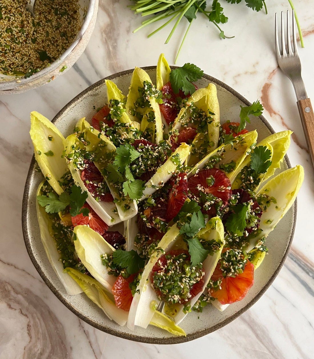 Citrus and Endive Salad with Cilantro and Sesame Crunch