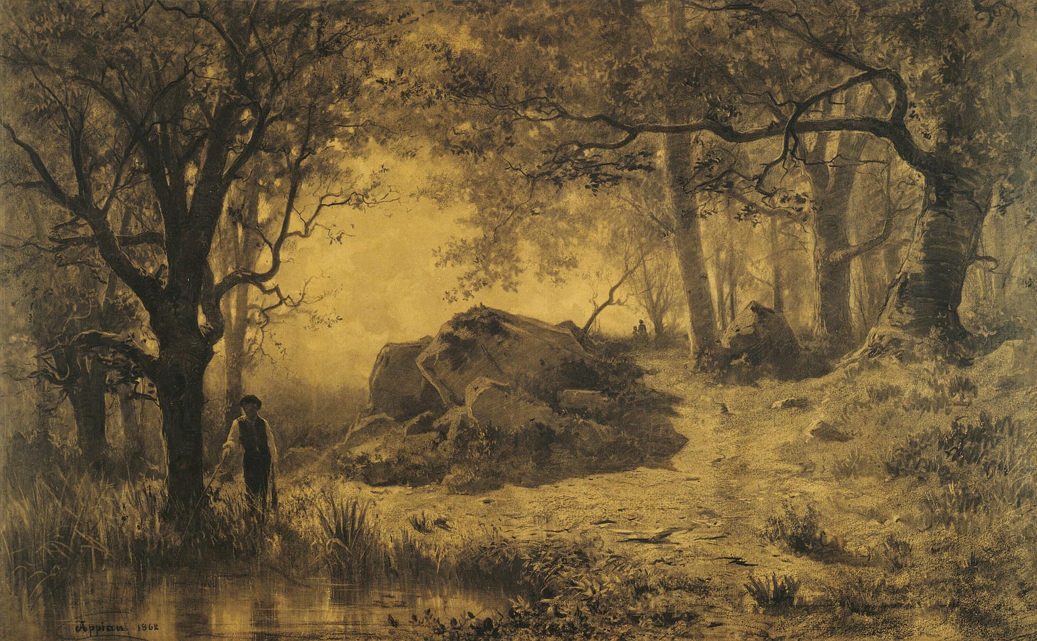 Pond at the Edge of the Wood by Adolphe Appian Pond at the Edge of the Wood by Adolphe Appian