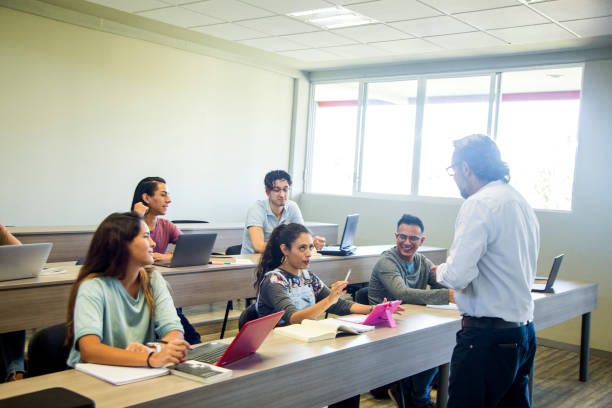 College teacher in class College teacher in class