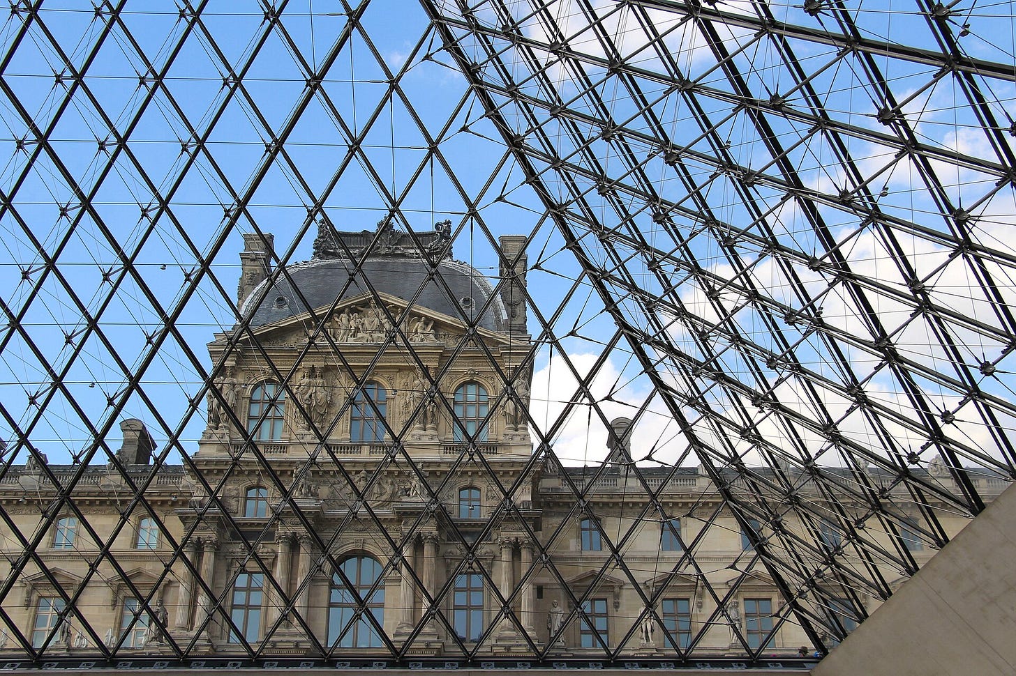 The Louvre Pyramid entrance in Paris