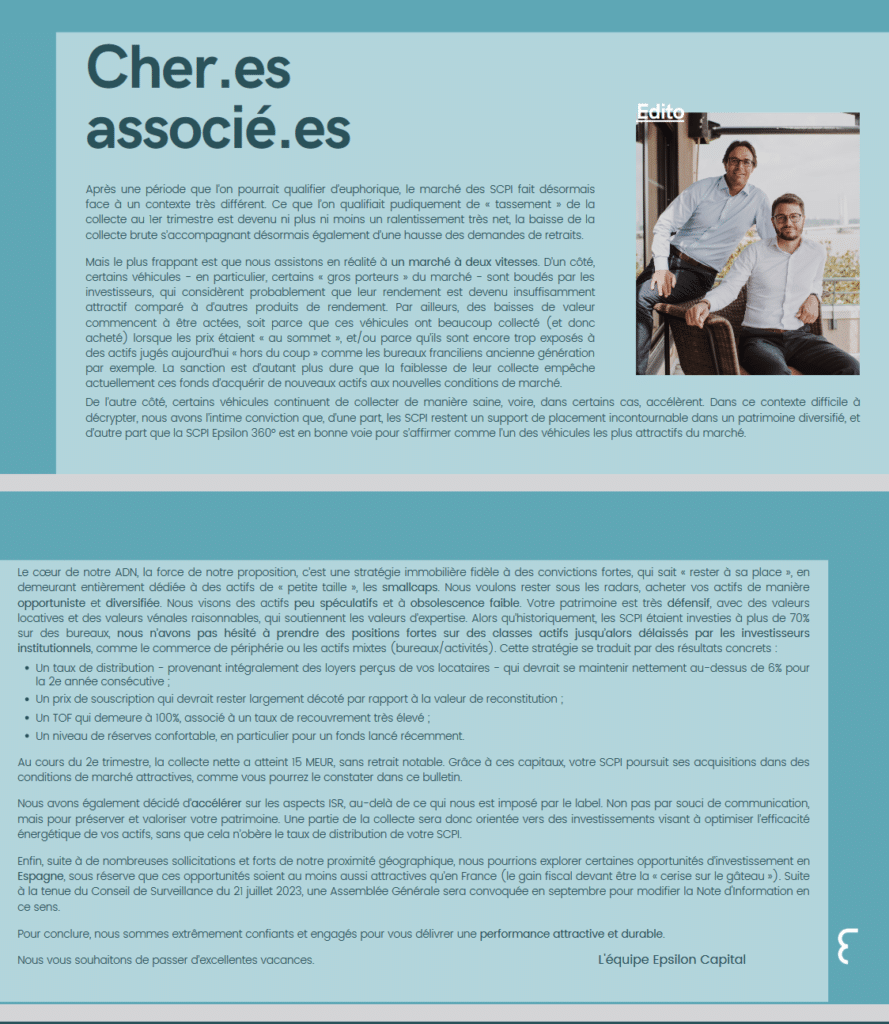 Communiqué Epsilon Capital Communiqué Epsilon Capital